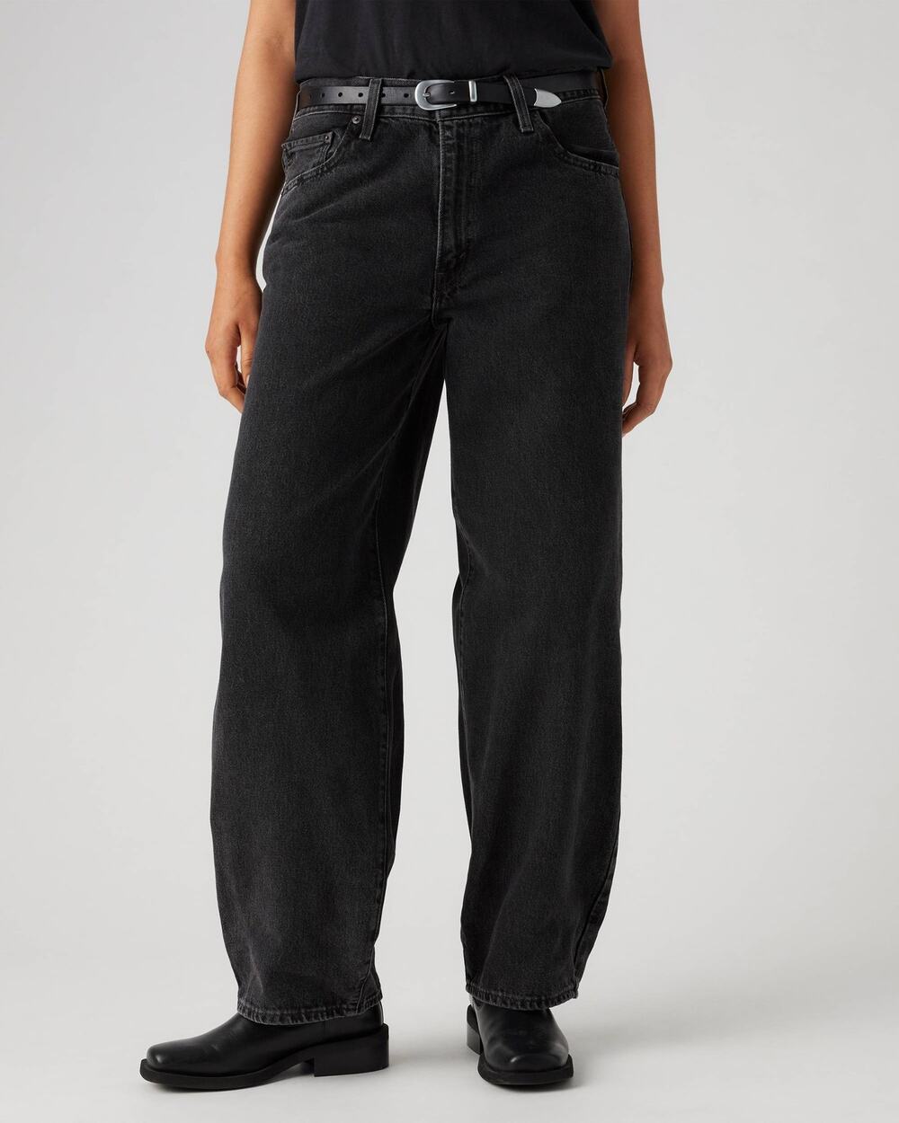 Levi's Baggy Dad Jeans Black Wash High Rise Zip Fly Women's 26
